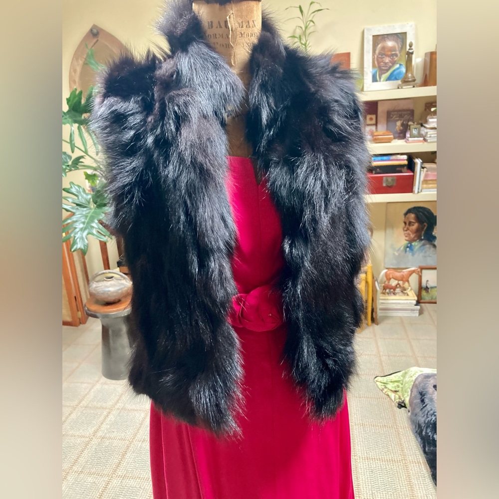 Black Fur Vest w/high collar